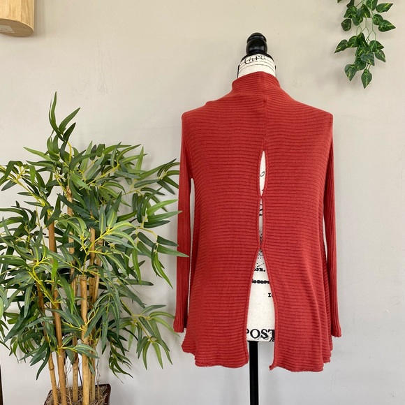 Free People Lover Rust Ribbed Split Back Pullover - Picture 5 of 8